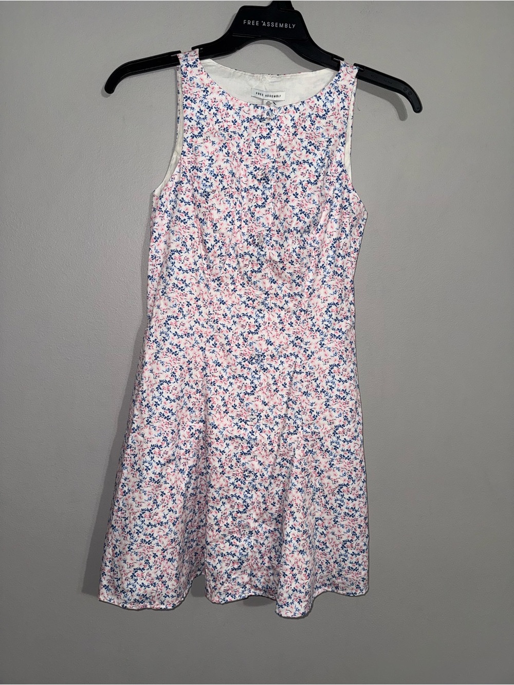 Free Assembly Pink & Blue Floral Sleeveless Button Up Mini Dress XS